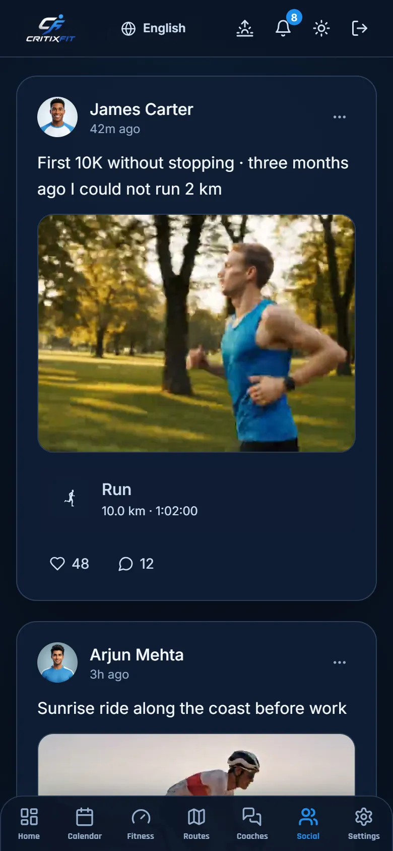 James's first 10K post in the CritixFit community